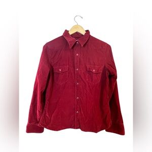 Western Boho Corduroy embroidered snap front Arizona Jean Co shirt women's LARGE